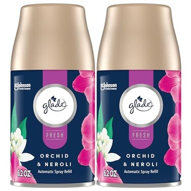 Glade Automatic Spray Refill Air Freshener for Home and Bathroom Orchid Neroli Fresh Collection 62 Oz 2 Count