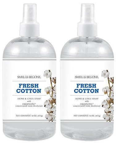 SMELLS BEGONE Air Freshener Home Linen Spray 16 oz Pack of 2 Odor Eliminator Made with Essential Oils Fresh Cotton