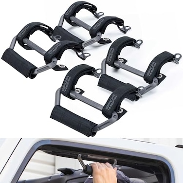 GPCA GP Grip Air Grab Handles Designed for 2024 Jeep Wrangler JL 4xe wAirbag Compatible AeroGrade Aluminum Patented Foldable Design Easy Installation 4 Pack Picket Gray