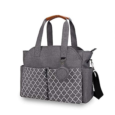 Lmbabter Diaper Bag Tote with Changing Station Upgrade MultiFunction Baby Bag with Adjustable Shoulder Strap Insulated Pockets Gray