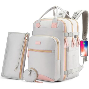 BAGPARKK Diaper Bag Backpack Multi function Baby Bag with Portable Changing Pad Pacifier HolderWaterproof Diaper Bags with USB Charging PortAntiTheft Travel Backpack for Mom Dad Newborn Gray