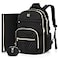 MOMUVO Diaper Bag Backpack Quilted Baby Bag with Changing Pad Stroller Straps Pacifier Case Large Travel Diaper Bags for Mom Dad Black
