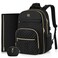MOMUVO Diaper Bag Backpack Quilted Baby Bag with Changing Pad Stroller Straps Pacifier Case Large Travel Diaper Bags for Mom Dad Black