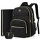 MOMUVO Diaper Bag Backpack Quilted Baby Bag with Changing Pad Stroller Straps Pacifier Case Large Travel Diaper Bags for Mom Dad Black