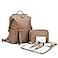 ARDIKAMA Diaper Bag Backpack Leather Backpack for Women Travel Dad Mother Outdoor Backpack with Changing Pad Stroller Straps2 pieces Khaki