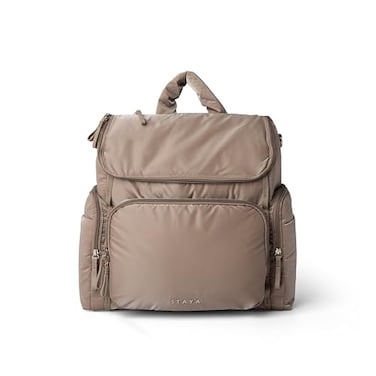 Staya Large Diaper Bag Backpack Travel Baby Bag for Mom Aesthetic Minimalist Diaper Bag with Multiple Compartments Lightweight Functional Taupe