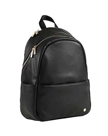 Little Unicorn Skyline Backpack Diaper Work Travel Bag with Changing Pad Premium Vegan Leather Lightweight Durable Design 5 Interior Pockets Easily Wipes Clean Black