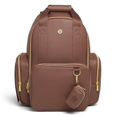 HUGGIES Unisexadult Signature Hug Pack Diaper Backpack Cognac Leather One Size