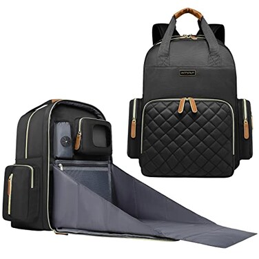 WITSTEP Diaper Bag Laptop Backpack Black Unisex