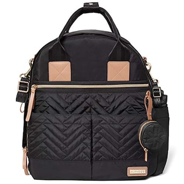 Skip Hop Diaper Bag Backpack Suite 6in1 Diaper Backpack Set MultiFunction Baby Travel Bag with Changing Pad Stroller Straps Bottle Bag and Pacifier Pocket Black