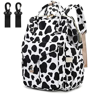 Mimfutu Cow Print Diaper Bag Backpack for Baby Girls Boys Large Capacity Multifunction Waterproof Maternity Mom Nappy Bags with Stroller Straps