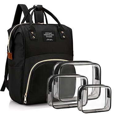 Timberer Diaper Bag with Organizing Pouches Nappy Bags Handbag Multifunction Diaper Bag for Baby Care Travel Backpack Large Capacity Black