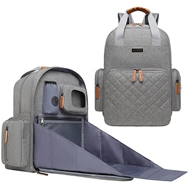 WITSTEP Diaper Bag Backpack with Changing Station Baby Diaper Bag Organizer for Moms Laptop Backpack Grey