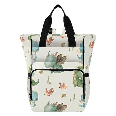 xigua Watercolor Dragon Diaper Bag Backpack Multi Function Baby Changing Bags Waterproof Large Capacity Travel Back Pack for Mom Dad