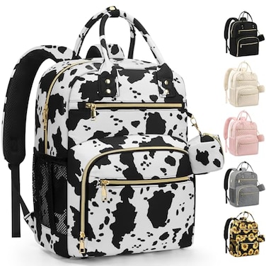 Pritent Diaper Bag BackpackBaby Essentials Diapers Bag with Pacifier CaseMultipurpose Stylish Large Capacity Travel Backpack for Baby GirlBoyMCow Print