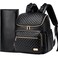 Weitars Diaper Bag Backpack Leather Baby Diaper Bag with Changing Pad Travel Diaper BackpackBaby Bag for MomStroller Straps5 Insulated Pockets Black Leather