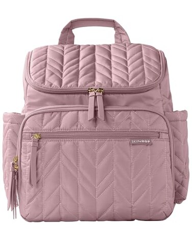Skip Hop Diaper Bag Backpack Forma MultiFunction Baby Travel Bag with Changing Pad Stroller Attachment Mauve Mist