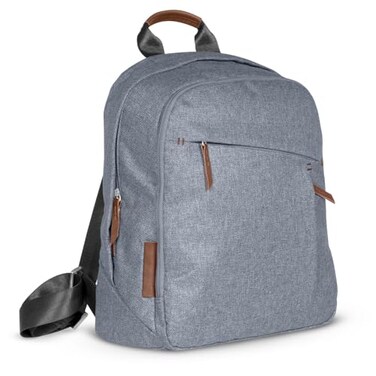 UPPAbaby Changing Backpack Multiple Storage Compartments Stroller Strap Attachment Bottle Insulator and Changing Pad Included Gregory Blue Mlange Saddle Leather
