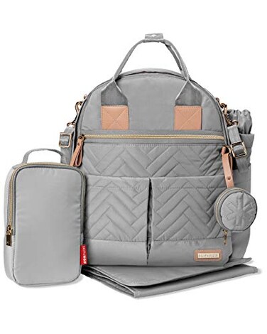 Skip Hop Diaper Bag Backpack Suite 6in1 Diaper Backpack Set MultiFunction Baby Travel Bag with Changing Pad Stroller Straps Bottle Bag and Pacifier Pocket Dove Grey
