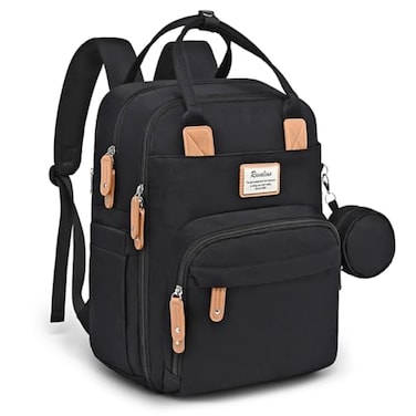RUVALINO Diaper Bag Backpack Multifunction Travel Pack Maternity Baby Changing Bags Large Capacity Waterproof Black