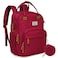 RUVALINO Diaper Bag Backpack Multifunction Travel Pack Maternity Baby Changing Bags Large Capacity Waterproof Purplish Red