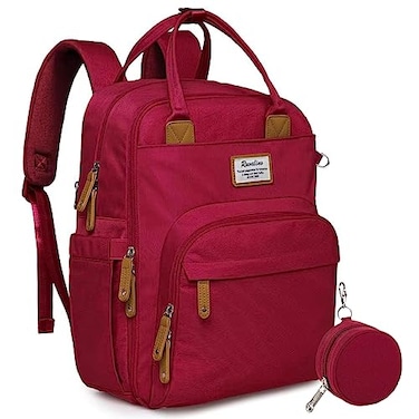 RUVALINO Diaper Bag Backpack Multifunction Travel Pack Maternity Baby Changing Bags Large Capacity Waterproof Purplish Red