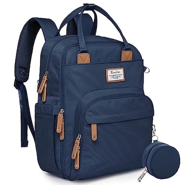 RUVALINO Diaper Bag BackpackMultifunction Baby Travel Bag with Changing pad Insulated Bottle Holders Pacifier Case Large Capacity Waterproof Peacock Blue