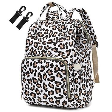 Yusudan Leopard Diaper Bag Backpack for Baby Boys Girls Waterproof Large Nappy Bags for Mom Dad