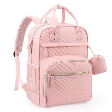 Tuwubi Diaper Bag Backpack Baby Essentials Travel Tote Bag Multi function Waterproof Backpacks Travel Essentials with Stroller Straps Pacifier Case Light Pink