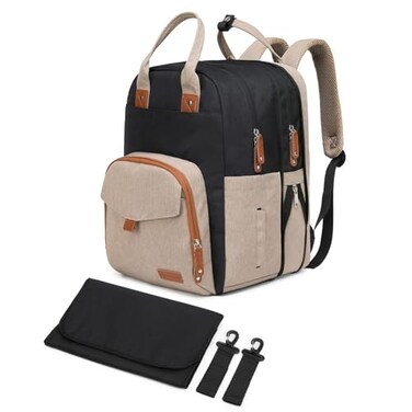Qualyphant Extra Large Diaper Bag Backpack for Two Kids Twins Expandable Baby Bag 2636L Dual Big Compartments Includes Changing Pad Stroller Straps Unisex Black Khaki