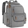Mancro Diaper Bag Backpack Multifunctional Baby Diaper Bag Backpack For Men Women with Stroller Straps Travel Water Resistant Baby Diaper Backpack with 2 Side Insulated Pockets White Grey