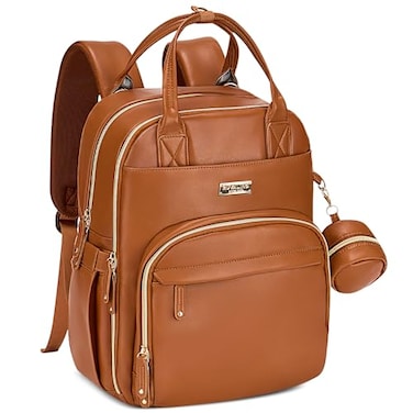 RUVALINO Diaper Bag Backpack Multifunction Travel Pack Maternity Baby Changing Bags Large Capacity Waterproof Brown