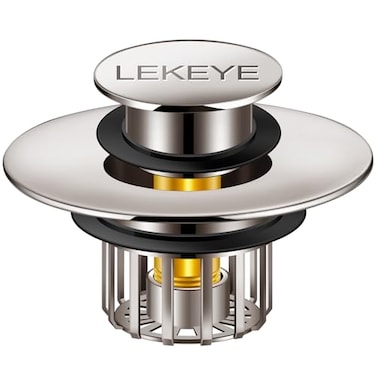 LEKEYE Tub Stopper Shower Drain Hair Catcher Popup Drain Stopper with Strainer Bathroom Bathtub Plug Drain Protector for 112 to 134 Bath Drain Hole Brushed Nickel