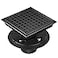 EXF 6Inch Square Shower Drain with ABS Flange Base Matte Black 304 Stainless Steel Floor Drain Removable Grate and Hair Strainer for Modern Bathroom Remodels and Curbless Showers