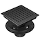 EXF 6Inch Square Shower Drain with ABS Flange Base Matte Black 304 Stainless Steel Floor Drain Removable Grate and Hair Strainer for Modern Bathroom Remodels and Curbless Showers