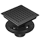 EXF 6Inch Square Shower Drain with ABS Flange Base Matte Black 304 Stainless Steel Floor Drain Removable Grate and Hair Strainer for Modern Bathroom Remodels and Curbless Showers
