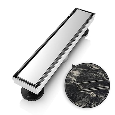 WEBANG 12 Inch Linear Shower Drain Rectangular Floor Drain with Accessories Reversible 2in1 Cover Tile Insert Grate Removable SUS304 Stainless Steel CUPC Brushed