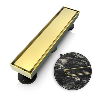 WEBANG 12 Inch Linear Shower Drain Rectangular Floor Drain with Accessories Reversible 2in1 Cover Tile Insert Grate Removable SUS304 Stainless Steel CUPC Brushed Gold