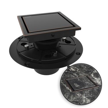 WEBANG 4 Inch Square Shower Drain Bronze Floor Drain with Flange Reversible 2in1 Cover Tile Insert Grate Removable SUS304 Stainless Steel CUPC Oil Rubbed Bronze