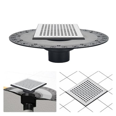 Uni-Green UniGreen Shower Drain Kit 6 Compatible with Schluter Shower Pan with Flange for 2 PipeReplacement for Schluter Shower Kit Mission Style Square Shower Floor Drain SS304 Grate and ABS Material