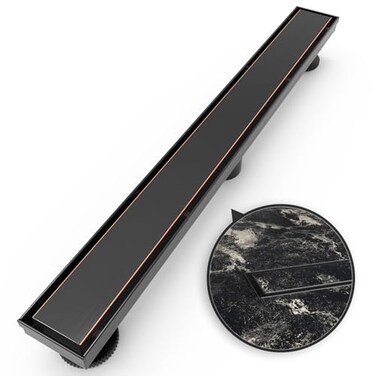 WEBANG 24 Inch Linear Shower Drain Rectangular Floor Drain with Accessories Reversible 2in1 Cover Tile Insert Grate Removable SUS304 Stainless Steel CUPC Oil Rubbed Bronze