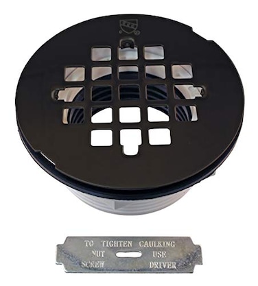 Westbrass A206P12 2 NoCaulk PVC Compression Shower Drain with 414 Round Grid Cover Oil Rubbed Bronze