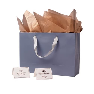 ysmile Christmas Blue Gift Bag Premium Paper Bag with Handle for Boutique Large 14 Birthday Men Congratulation Father Day