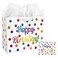 Laidans 13 Large Happy Birthday Gift Bag with Card and Tissue Papers for Kids with Handles Dots