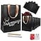 Anavego 6 FirstClass Black Gift Bags with Metallic Markers for Personalization Tissue Paper Medium Size 8x10 Matte Sturdy Handles from Gold Satin Birthday Bags Set for Women Men