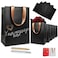 Anavego 6 FirstClass Black Gift Bags with Metallic Markers for Personalization Tissue Paper Medium Size 8x10 Matte Sturdy Handles from Gold Satin Birthday Bags Set for Women Men