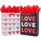 SUNCOLOR Large Valentines Day Gift Bags with Tissue Paper Red and White Love Heart Design 13x102x49 Inches 2 Pack with 6 Tissue Sheets