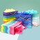 Cmecial 16 Extra Large Gift Bags with Tissue Papers Multicolor Striped 4 Pack Rainbow Theme Multiple Occasions