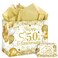 CASLON 50th Anniversary Paper Gift Bag White Gold Wedding Gift Wrapping Bag with Tissue Papers Card Perfect for Golden Wedding Anniversary or Christmas Decor