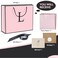 QLSKO Personalized Initial Paper Bag for Women GrilsMonogrammed Gift Bag with Bow RibbonWrapping Tissue and Card Matching Envelope Sticker Pink LMedium